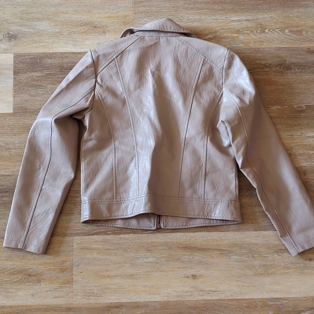 Bernardo Women's Faux Leather Moto Jacket Tan Size M - Picture 5 of 9